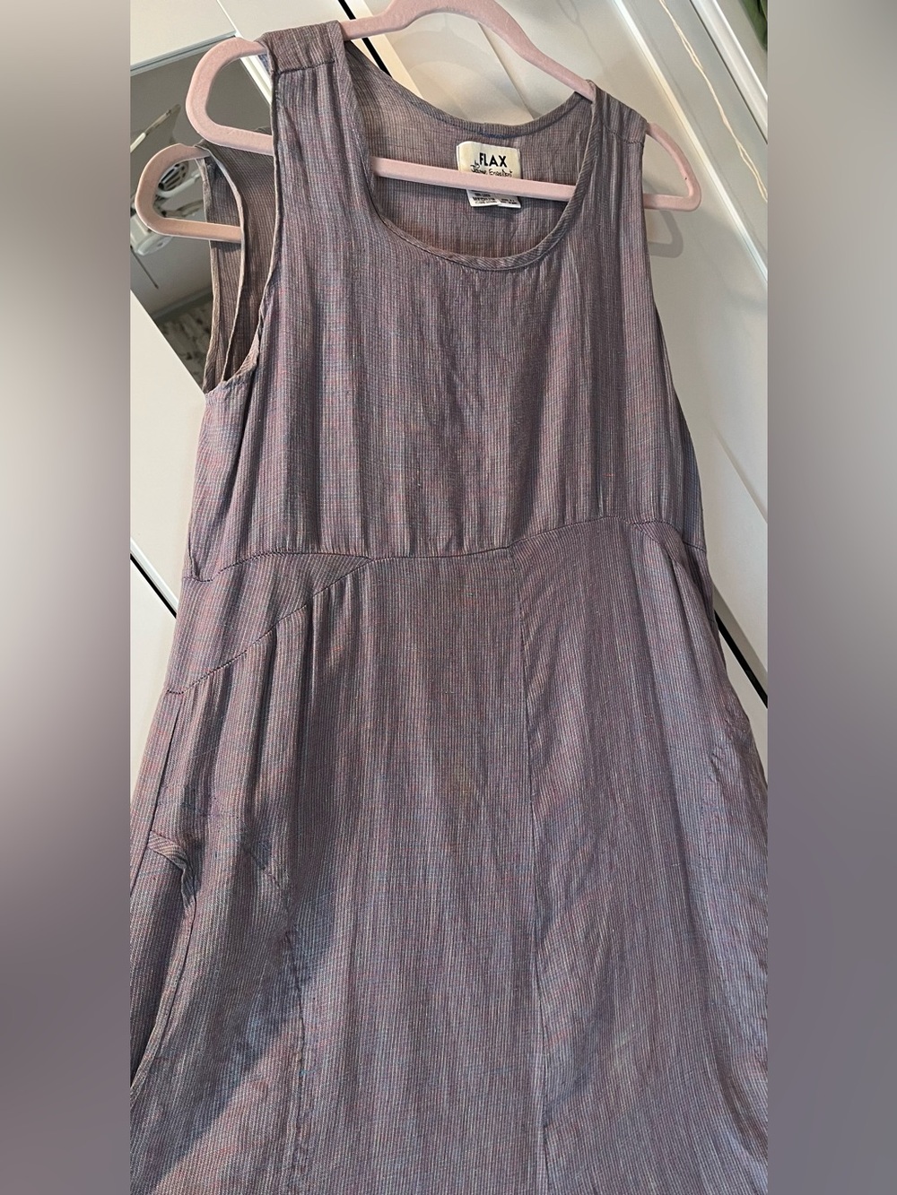 Flax by Joanne Englehart*  Sleeveless Lavender Maxi Linen Dress Size Med